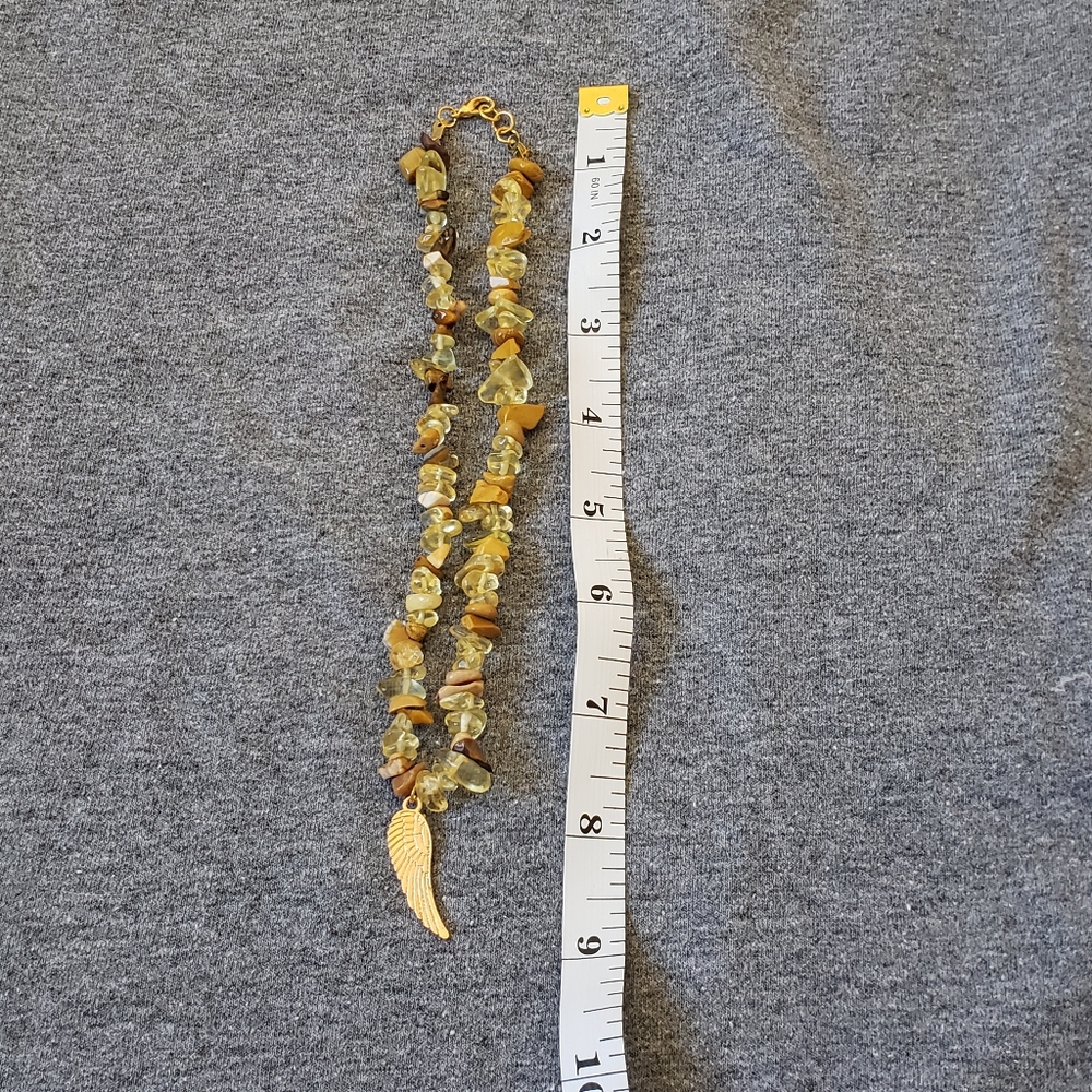 Handmade Crystal Chip Necklace with Feather Charm